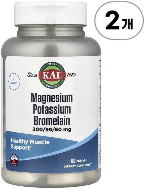 칼 마그네슘 포타슘 브로멜라인 KAL Magnesium Potassium Bromelain 60정, 2개 - 쿠팡