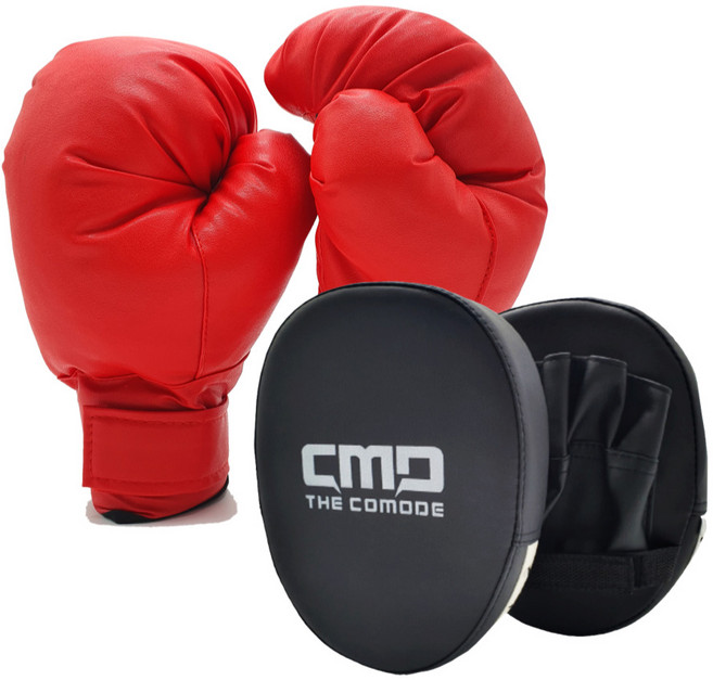 선물 귀욤 주먹 레드 키즈복싱 세트 권투 글러브 조카 남아 여아 구디백 놀잇감, 솜 글러브(레드)+일반미트(블랙X2), 1개