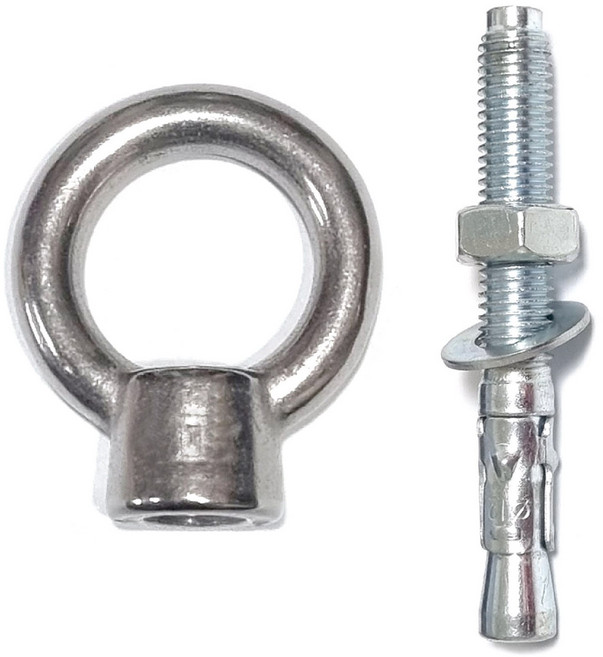 SUS304 고강도 스텐 아이너트 + 철 웨지앙카 M10 SET(세트) 콘크리트 바닥 벽면 고정 간편한 고리 설치, 1