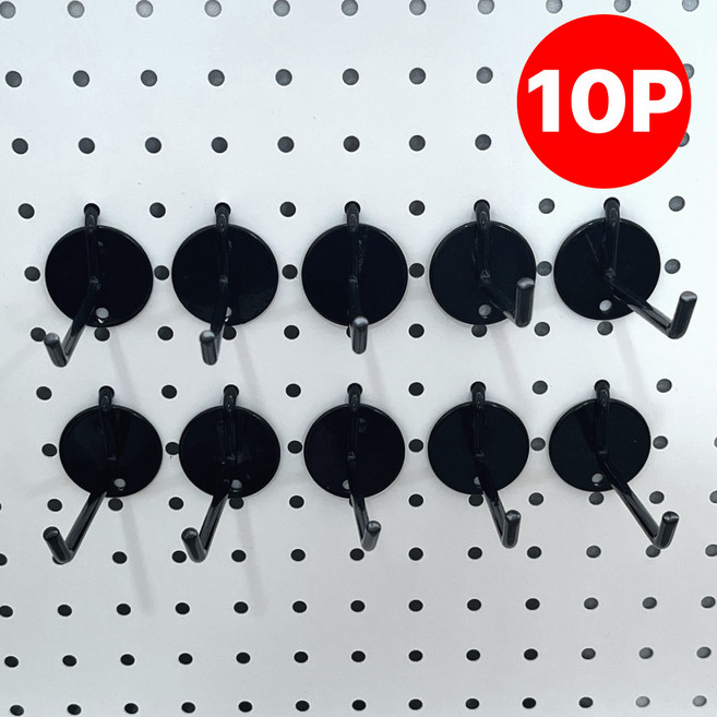 이그노티 일자 걸이 타공판 후크 10cm, 블랙, 10개