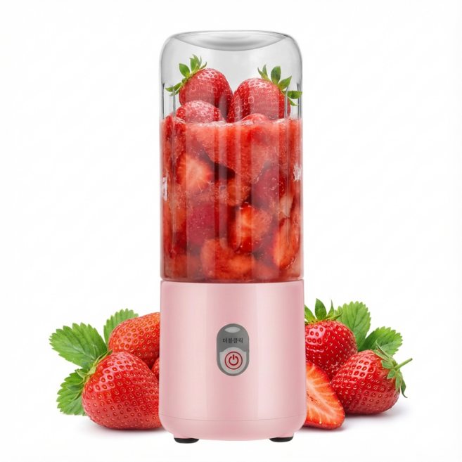 USB 충전 무선 휴대용 주스기 과일채소 블렌더 6중 칼날, 핑크색, QE-01