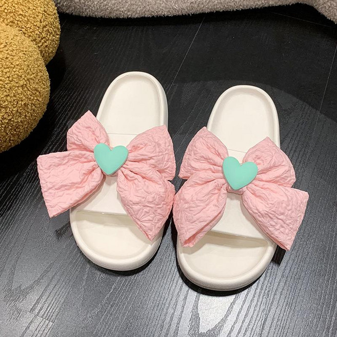 교생슬리퍼 4cm 미용실 슬리퍼 왕리본 교사용 굽높은 선생님