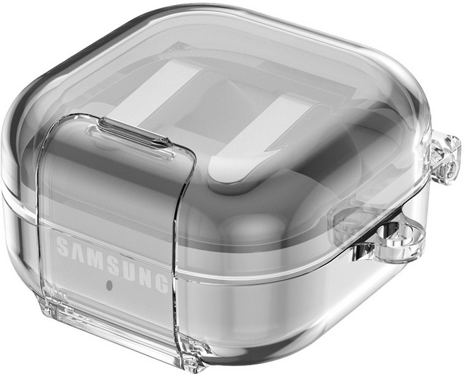 더조은셀러 에어스킨 플립 스탠딩 거치 잠금 케이스 갤럭시 버즈4 버즈4 프로 호환, 1개, 그레이, 갤럭시 버즈4/4프로