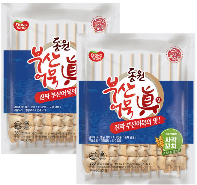 [동원] 부산어묵 진 사각꼬치, 2개, 360g