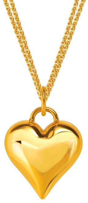 [골드팡] 24k 순금 통통하트 스테디링크투라인 목걸이(당일도착) 여성용 두줄체인 데일리포인트 하트주얼리 여자친구 럭셔리 금테크 고급 선물추천