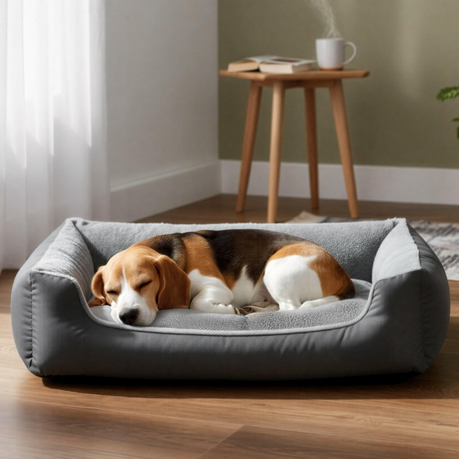 FEANDREA 반려동물 꿀잠 푹신한 미끄럼 방지 강아지 방석 쿠션, 1개, 다크 그레이+그레이