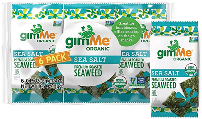 gimMe Organic Roasted Seaweed Snack Sea Salt 6 pack, 1개, 60ml