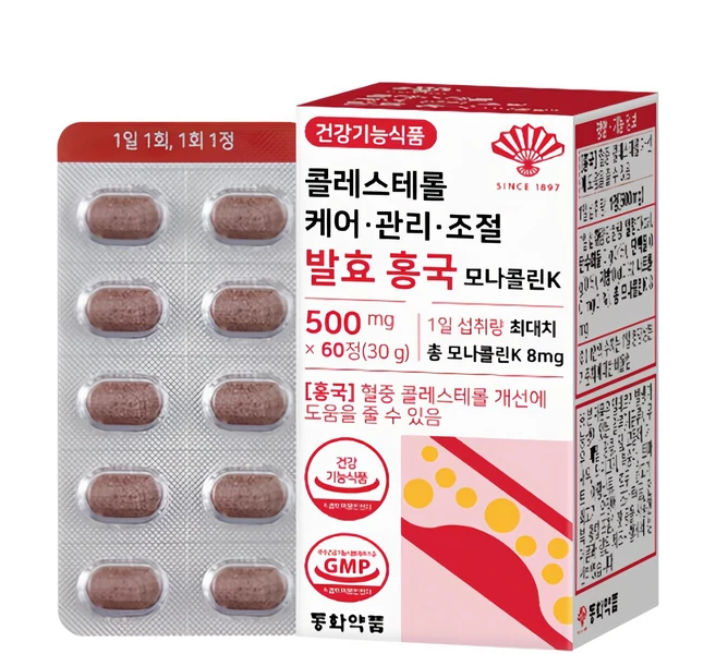 동화약품 콜레스테롤 케어 관리 조절 발효 홍국 모나콜린K, 60정, 1개 - 쿠팡