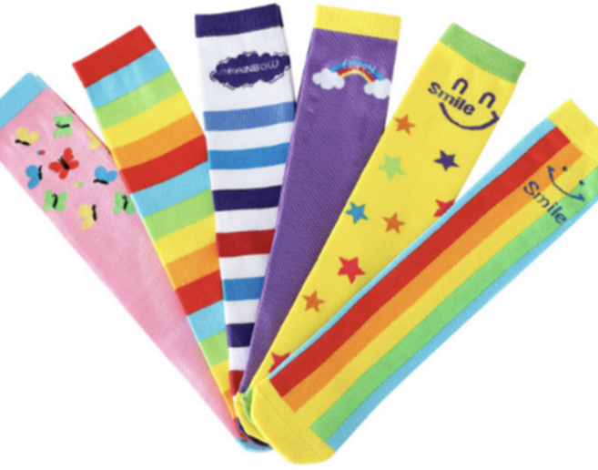 여아 무지개 반스타킹 주니어 레인보우 니삭스 초등 무릎양말 유아 반양말