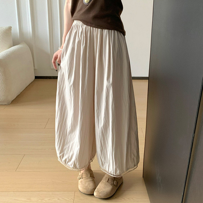 쁘띠꼬모 여성 9부 레이스 밴딩 팬츠 벌룬핏 밑단 캐주얼 데일리룩 GX5031126