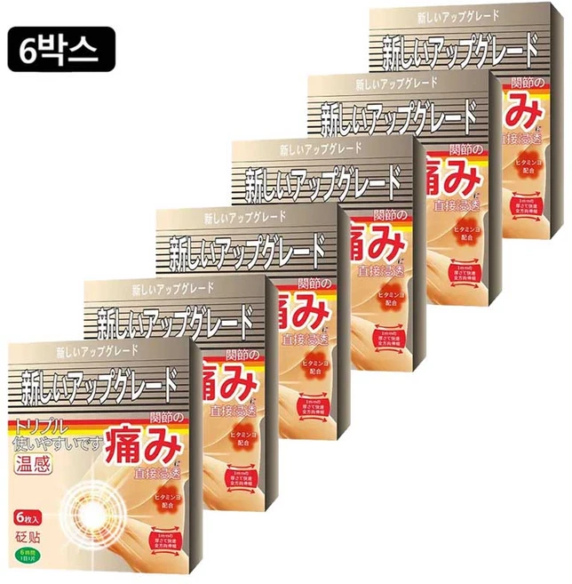 1+1 통증 완화 관절 패치 미쓰이약업 냉찜질 온찜질 무릎 어깨 목 파스, 6매/박스 × 6개 - 쿠팡