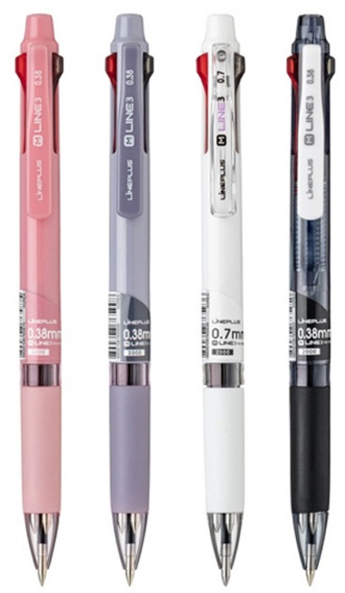 라인플러스 M3 3색볼펜 0.38mm 12p, White, 2개