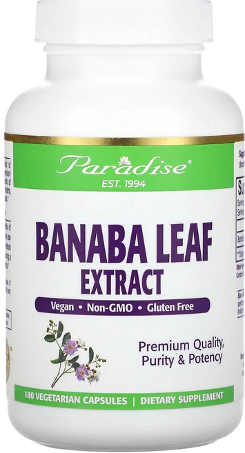 Paradise Herbs 바나바 잎 추출물 250mg 베지 캡슐 180정, ParadiseHerbs바나바잎추출물250mg베지캡슐1, 1개 - 쿠팡