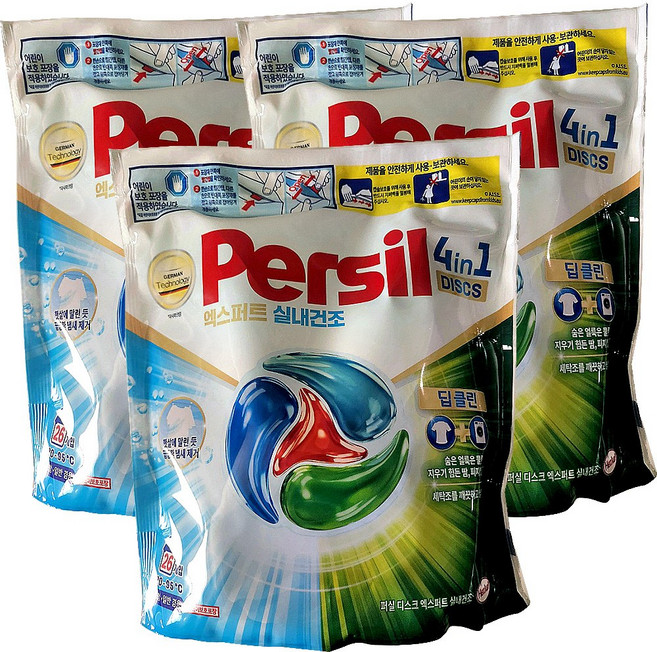 퍼실 디스크 실내건조 세탁 캡슐세제 파우치, 26개입, 3개