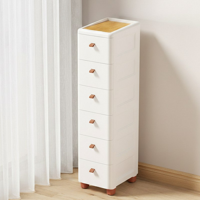 FODOSS 틈새수납 다서랍장 이동식 서랍장 대용량 수납정리 플라스틱 조립 화이트, 1개, 유백색