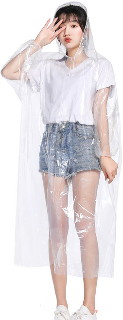 일회용 우비 미니 포장 코트 사이즈 우비 가방 경량 튼튼 소형 자전거 여행 학생용, 5개, 투명