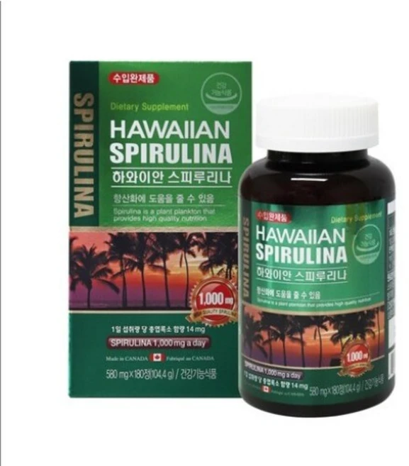 하와이안스피루리나 스피루리나 원말 분말 가루 캡슐 정 타블렛 알약타입 클로렐라 엽록소 항산화 피부건강 종합미네랄 영양제, 104.4g, 1개 - 쿠팡