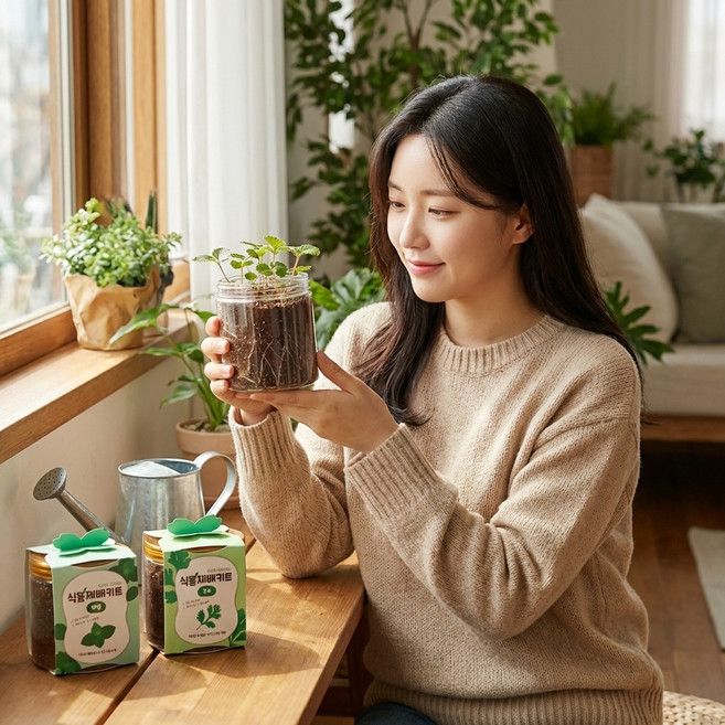 홈가드닝 식물재배키트 토마토 딸기 고수 바질 키우기 세트
