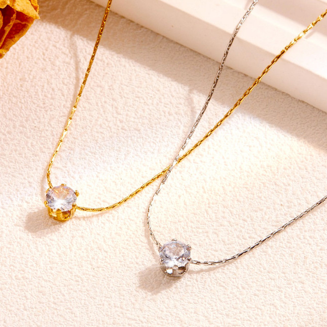 변색없는 써지컬 목걸이 5mm 플로우 큐빅 미니 심플 여자 여성 데일리