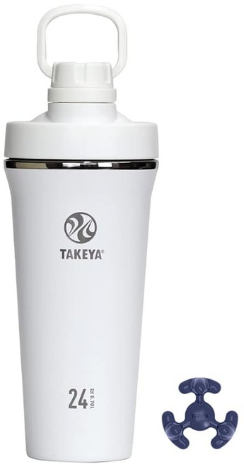 TAKEYA FLASK 스테인리스 보틀 700ml 액티브 화이트 - 일본 정품 단백질 쉐이커 겸용 텀블러 헬스장 운동용 대용량 보냉 물병, 1개