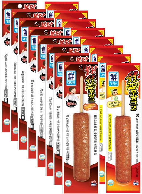 편의점 핫바 소세지 대림 숯불구이맛후랑크 +불닭 숯불구이맛후랑크, 70g, 16개