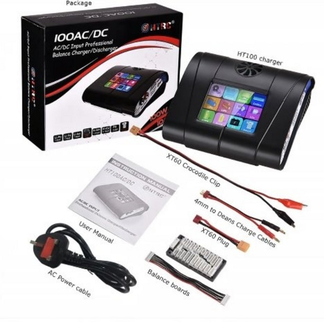 [국내배송]HTRC HT100 AC DC RC멀티충전기100W컬러 LCD터치스크린, 1개