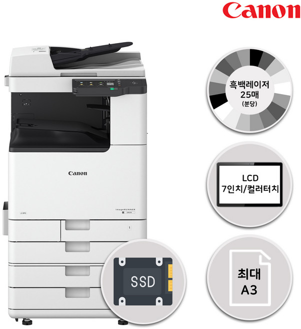 캐논 A3 흑백 레이저 복합기 iR 2925 분당 최대 25매 출력, iR 2925(+기계만), 미설치