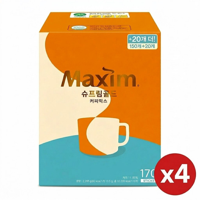 맥심 슈프림골드 커피믹스, 13.5g, 170개입, 4박스