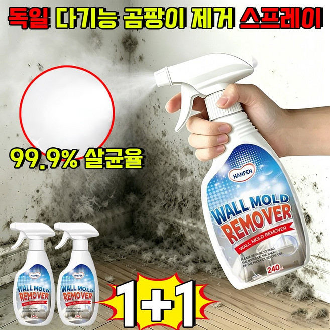 독일 다기능 곰팡이 제거 스프레이 초강력 곰팡이제거제 wall stain remover 곰팡이제거제 벽지/화장실/욕실 HANFEN 사은품 랜덤 증정, 2개, 240ml