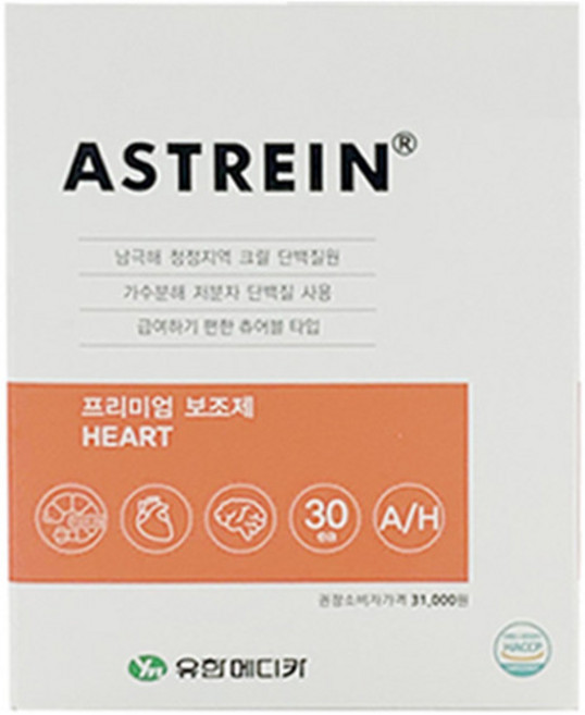 아스트레인 AH 심장 보조제 30츄, 1개, 135g