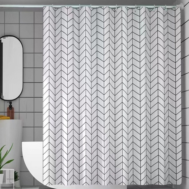 모먼트심플 패브릭 샤워커튼 헤링본 화이트 180x180, 1개