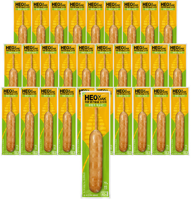 허닭 닭가슴살 소시지 후랑크 옥수수콘, 30개, 70g