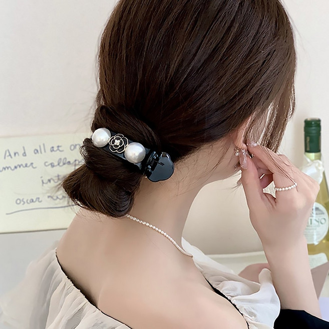미다미 [2종세트] 쉐리 로즈펄리 당고집게핀 (블랙펄/화이트펄)