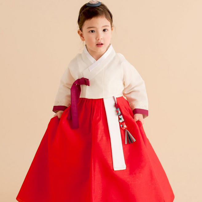 미화 여아 한복 3세 유아 어린이 두돌 세살 빨강치마 전통