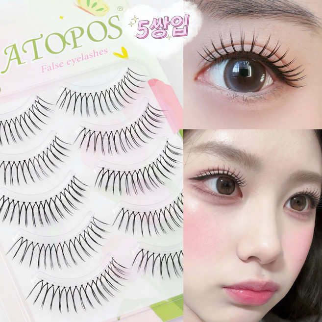 아토포스 인조 속눈썹 U형 걸그룹 통 속눈썹 포인트 연장 아이래쉬 재사용가능, 1개, 투명라인