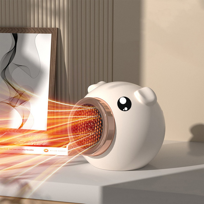 가정용 미니탁상용 온풍기 저소음 캠핑용 사무실용 3s급속난방 전기 히터, white