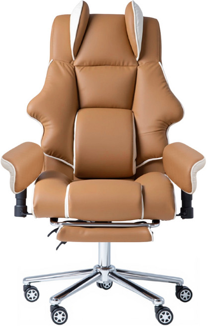 레퓰리 침대형 중역의자 리클라이너 게이밍 의자 고급가죽 사무용 PC방용 컴퓨터 게임용 의자, 브라운