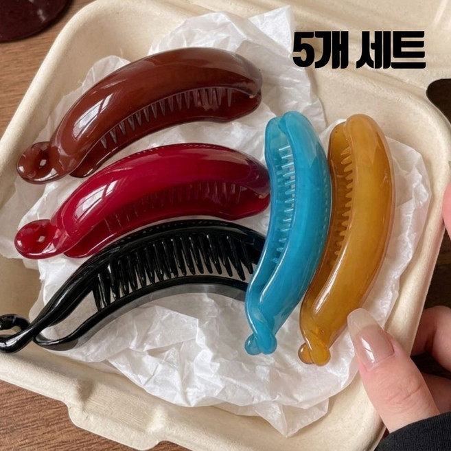 띵룸 여성 헤어 유광 반달 네츄럴 헤어 집게 바나나핀 5종