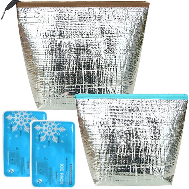 백인백 깊고넓은 보온보냉 파우치 2종+아이스팩 2p, 혼합색상, 1세트