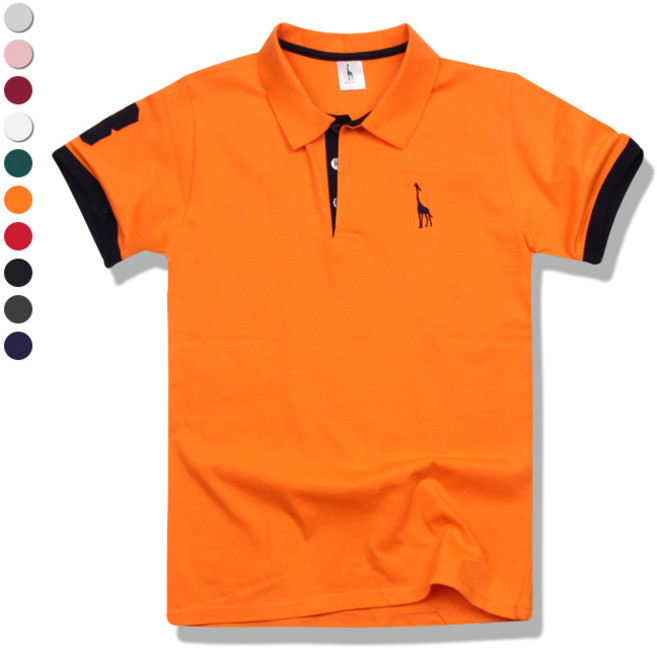 오마보이 남성용 기린 슬리브 배색 반팔 카라 티셔츠