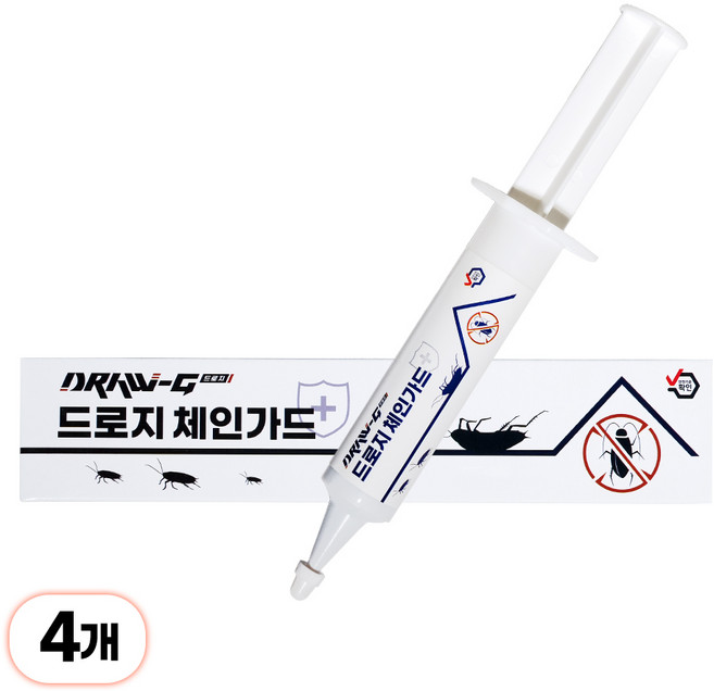 드로지 체인가드 강력한바퀴벌레약 바퀴벌레 바퀴 벌레 트랩 먹이통 퇴치 약 살충제 퇴치제 박멸 겔 없애는법 식독제 전문가용, 35g, 4개