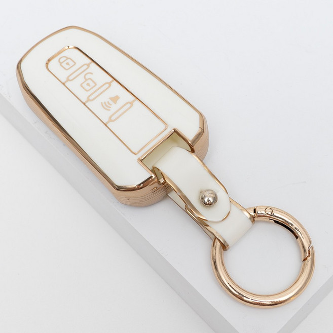 쌍용 호환 차 키케이스 키홀더 키커버 스마트 리모컨 TPU 원형 스트랩 세트, 화이트, TA78_KH13(3버튼)