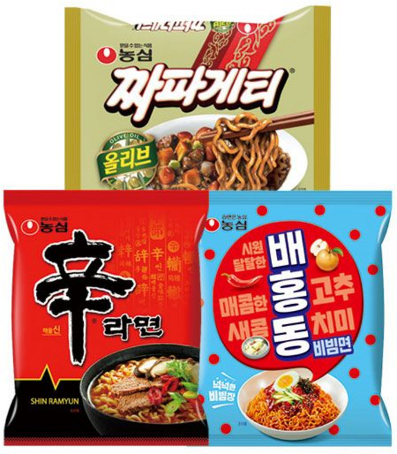 신라면 5입 + 짜파게티 5입 + 배홍동 비빔면 4입, 1개, 단품