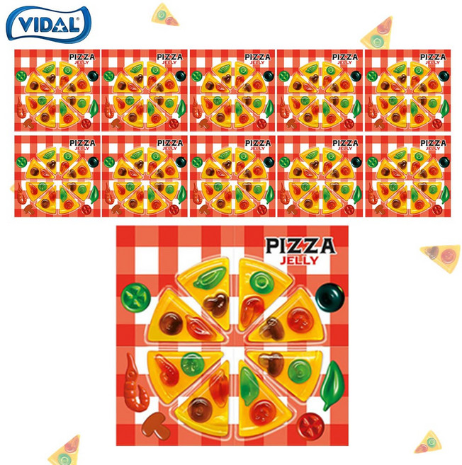 예이니식품 위니비니 비달 피자 모양 젤리 11판(16.5gx44개) 어린이 학생선물간식, 16.5g, 44개