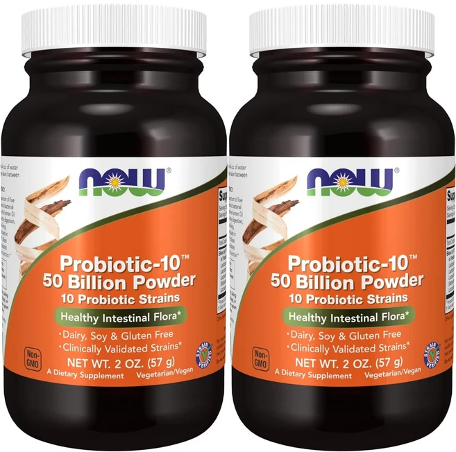 나우푸드 고흡수 프로바이오틱 10 500억 CFU 유산균 파우더 분말, 57g, 2팩 - 쿠팡