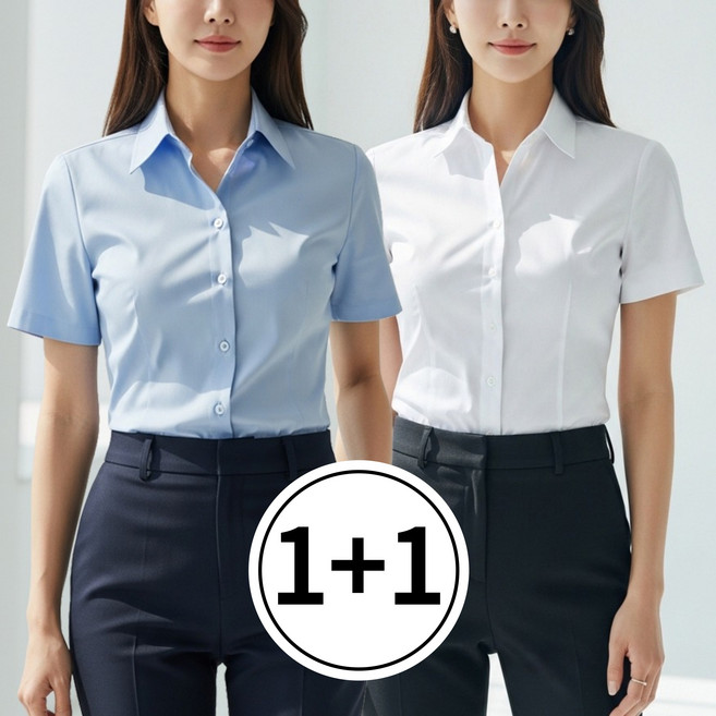 수지나 링클프리 여성 셔츠 오피스 반팔 블라우스 2종세트