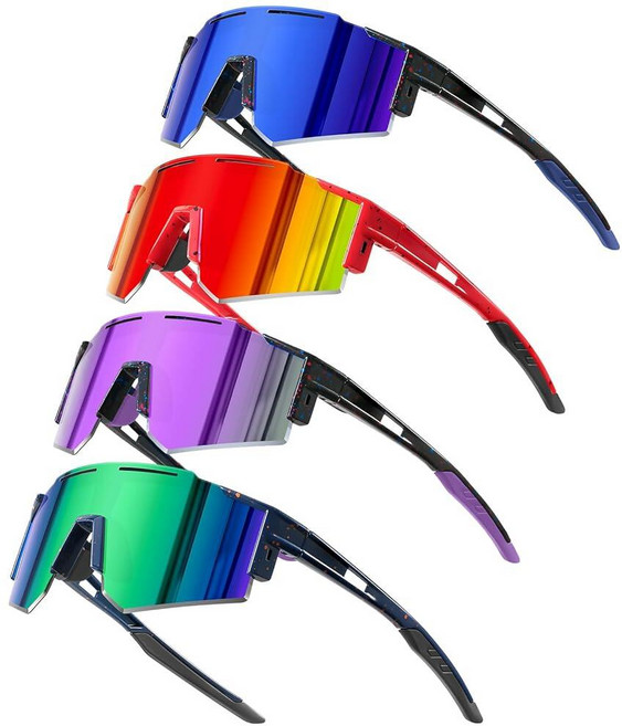 DioKiw 4팩 선글라스 편광 청소년 야구 남아 여아 소프트볼 사이클링 UV400 보호 고글 268435, 4pcs-blue+red+green+purple