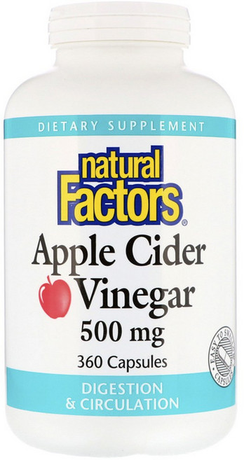natural Factors 蘋果醋無麩質膠囊 500mg, 360顆, 1罐