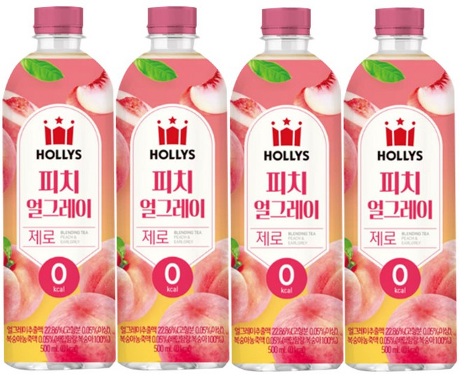 할리스 피치 얼그레이 제로, 4개, 500ml