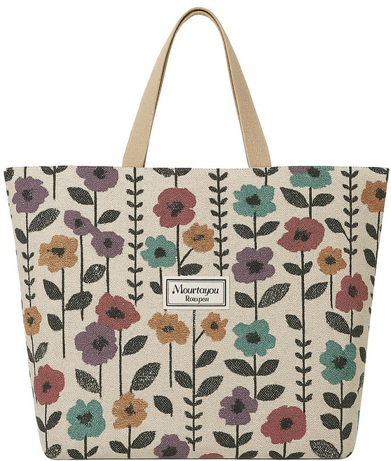 러너즈 플라워 린넨 에코 캔버스 보부상 숄더 토트백